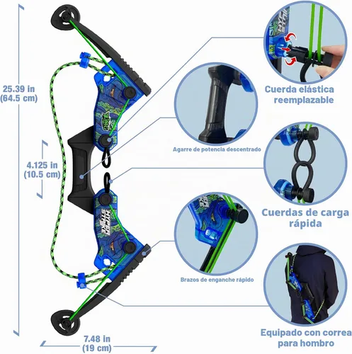 Vista 5 de Zing HyperStrike Dominator - Juego de arco y flecha, 4 flechas de silbato