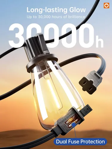 Vista 3 de addlon Tira de luces LED de 25 pies, resistente al agua con 8+1 bombillas LED inastillables (no solar), luz de patio, conectable y resistente al