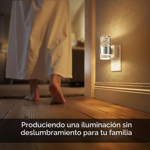 Vista 8 de L LOHAS LED Luces nocturnas que se enchufan a la pared, luz nocturna regulable con sensor de atardecer a amanecer, luz blanca suave/blanco