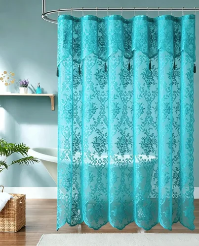 Vista 15 de Warm Home Designs Cortina de ducha negra con cenefa. LA Black 36 Negro