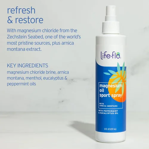 Vista 2 de Life-flo Spray deportivo de aceite de magnesio – Spray de aceite de cloruro de magnesio calmante para pies, piernas y músculos, aplicación tópica
