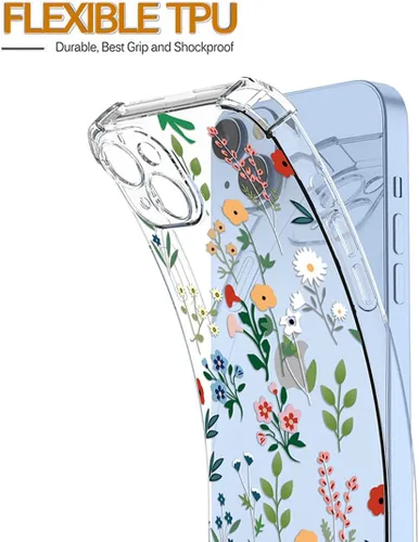 Vista 3 de Funda para Redmi Note 11 Pro, Redmi Note 12 Pro 4G transparente con diseño TPU absorción de golpes Slim Flower Garden Pattern Protective Back Cover
