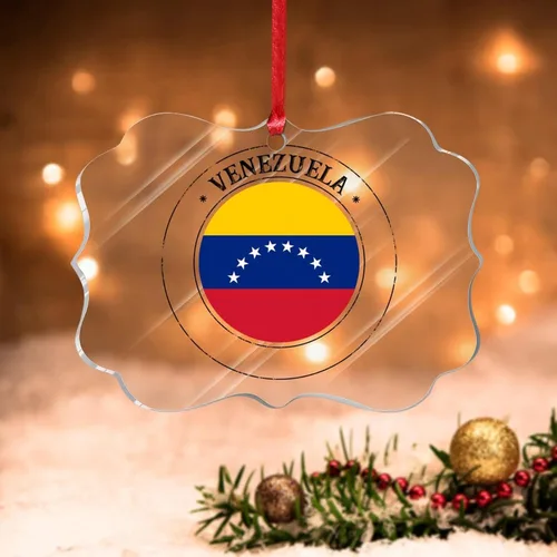Vista 17 de Bandera de Andorra, adorno colgante de Navidad, bandera nacional, decoraciones de Navidad, adornos acrílicos, colgante para árbol de Navidad