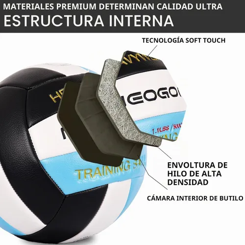 Vista 7 de 1.1LBS Weighted Heavy Volleyball for Setters Volleyball Training Negro/Blanco