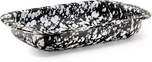Vista 2 de Golden Rabbit Enamelware - Molde para hornear, 3 cuartos de galón, Black Swirl