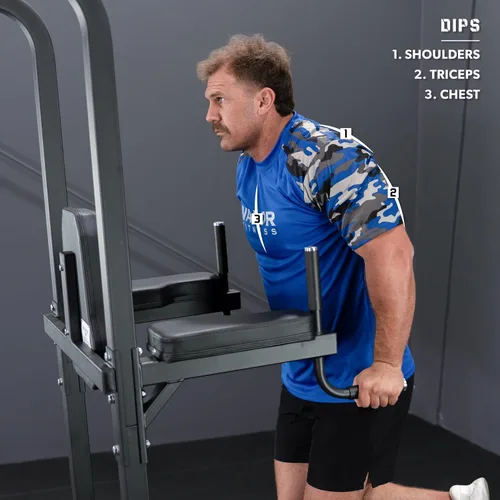Vista 4 de Valor Fitness Power Tower Pull Up Bar & Dip Station for Home Gym Strength