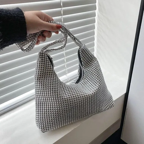 Vista 3 de Andy's Orchids Bolso de hombro con purpurina para mujer, bolso de mano de noche con diamantes de imitación, bolso brillante, monederos brillantes