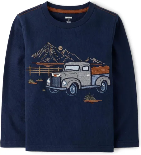 Vista 6 de Gymboree Camisetas de manga larga con gráficos bordados para niños y niños pequeños Cabaña de Navidad