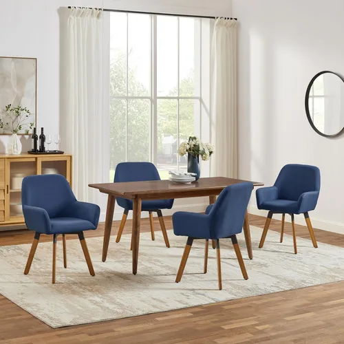 Vista 7 de Art Leon Sillas de comedor giratorias, juego de 2 sillas modernas de mediados de siglo, sillas tapizadas de tela de lino para cocina, comedor, silla