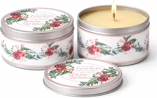 Vista 17 de Majestic Zen Juego de regalo de velas para baby shower, paquete de 9 velas de cera de soja perfumadas neutrales, aroma a polvo fresco para bebé, 30