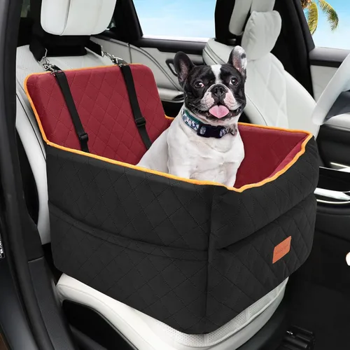 Vista 12 de HEGGCOOE Asiento de automóvil para perros pequeños, asientos elevadores de espuma viscoelástica con cojín grueso para perros medianos de menos de 35