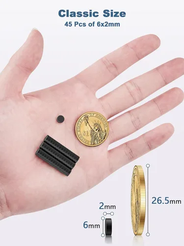 Vista 2 de SMARTAKE 45 piezas de imanes para refrigerador, imanes pequeños redondos de 6x2mm para nevera, imanes de neodimio premium multiusos para oficina