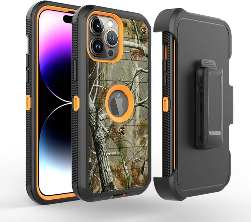Vista 4 de Defender - Funda diseñada para iPhone 13 Pro Max, funda protectora híbrida a prueba de golpes, diseño de doble capa, cubierta de clip para cinturón