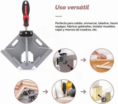 Vista 6 de WETOLS Abrazadera de Esquina para Carpintería 4PCS Abrazadera de Ángulo Recto de 90 Grados con Mordaza Basculante Ajustable de Aleación de Aluminio
