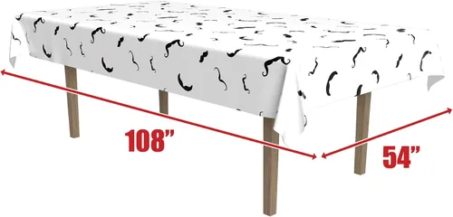 Vista 2 de Beistle Mantel con bigote, 54 x 108 pulgadas, blanco/negro, 54 x 108 pulgadas