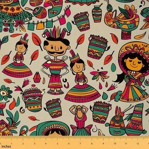 Vista 35 de Feelyou Tela de Dibujos Animados de Frutas por el Patio, Tela con Diseño Temático de Frutas Tropicales para Sillas y Proyectos de Bricolaje