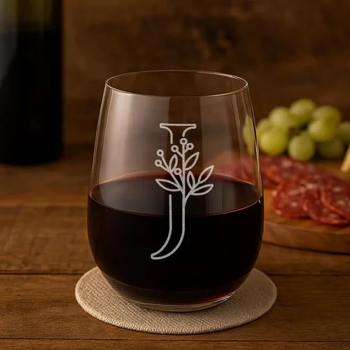 Vista 31 de On The Rox Drinks Regalos con monograma para mujeres y hombres – Letra A-Z inicial grabada monograma sin tallo, copa de vino – Regalos de vino