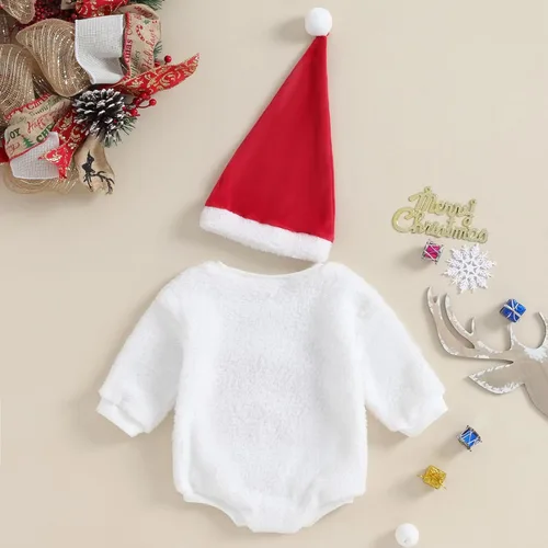 Vista 6 de Mameluco de Navidad para bebé recién nacido, niña, niño, sudadera con gorro de Papá Noel