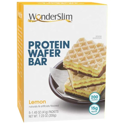 Vista 2 de WonderSlim Barra de oblea de proteína de limón y barra de comida de canela