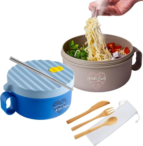 Vista 20 de AI LOVE PEACE Tazón de ramen, olla de ramen, tazón de ramen para microondas, tazón grande de fideos de 40 onzas, tazón para microondas, cuencos