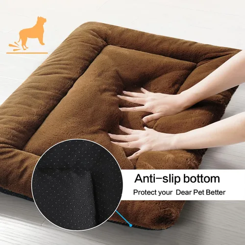 Vista 6 de Alfombrilla de cama para jaula de perro para perros extra pequeños. Cama de jaula de perro ultra suave. Alfombrilla de perrera lavable y Rosa