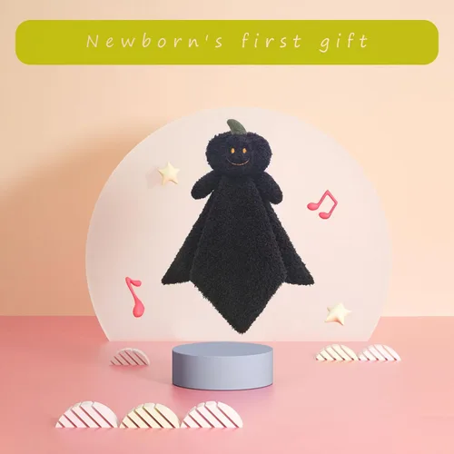 Vista 4 de Manta de seguridad suave de calabaza negra para bebé, manta de felpa con personaje de calabaza, regalo de baby shower/guardería, manta