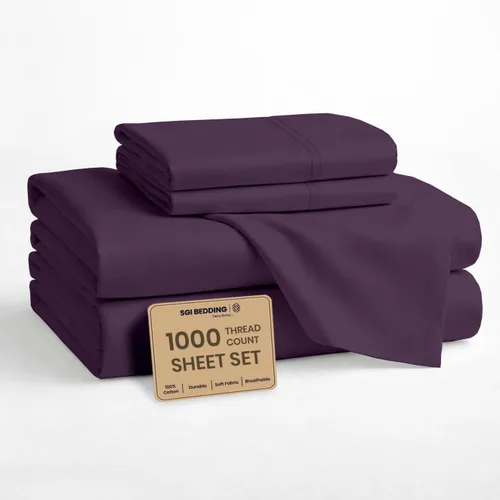 Vista 24 de SGI bedding Sábanas 100% algodón egipcio, tamaño individual, sábanas de hotel de lujo de 1000 hilos, bolsillo profundo de 18 pulgadas, suave