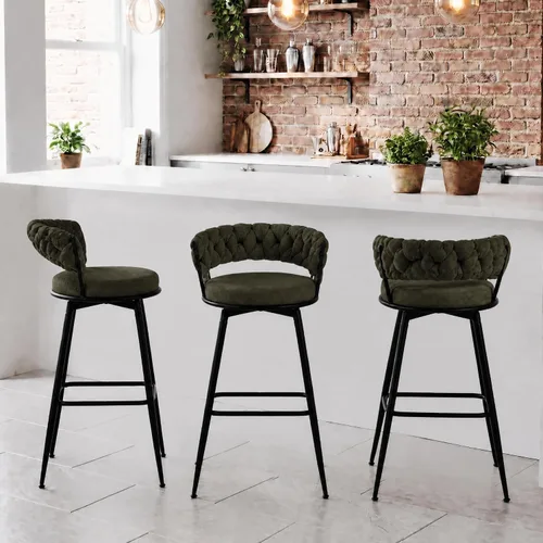 Vista 19 de Juego de 2 taburetes de bar tapizados para encimera de cocina, color beige