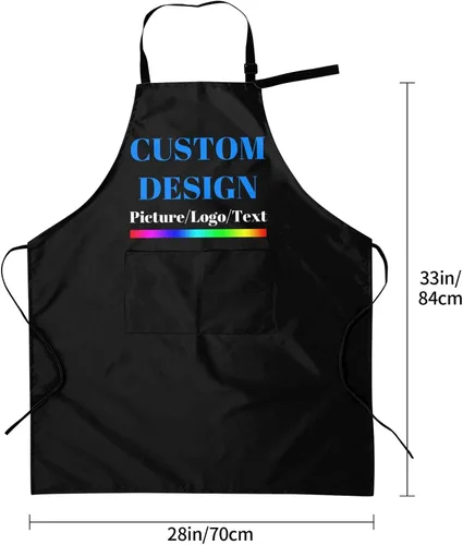 Vista 2 de Personalized Custom Apron For Women Men Kitchen Cooking Aprons Customized with Pockets Name Text Logo Picture