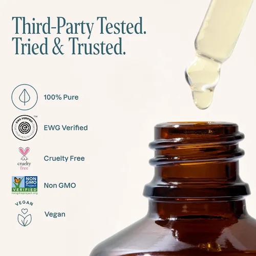 Vista 5 de Cliganic Aceite de escualano puro para piel y cabello (1 onza), humectante facial natural derivado de plantas con verificación sin OMG