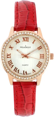 Vista 5 de Peugeot Reloj de vestir de piel con números romanos de metal para mujer