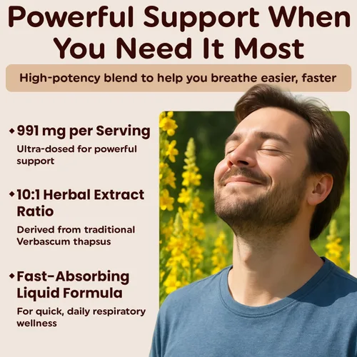 Vista 3 de Lung Naturals Gotas de gordolobo - Extracto concentrado de hoja de gordolobo 10:1 - Apoya la salud respiratoria diaria, sin alcohol, 60 porciones