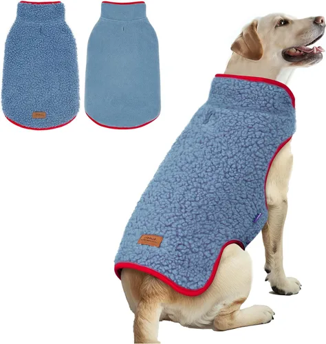 Vista 14 de cyeollo Sherpa - Abrigo reversible para perros pequeños, color rosa, talla S Warm Fleece Winter Sweater, Turtleneck Pet Vest, Adjustable Fit, Easy