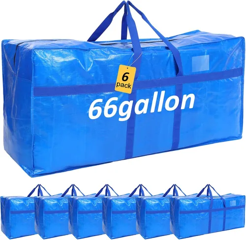 Vista 19 de 4 Piezas Bolsas de Mudanza Grandes con Cremallera y Asas Bolsas de Lona Tipo Duffle Plegables de Almacenamiento Extra Resistentes Extra Grandes