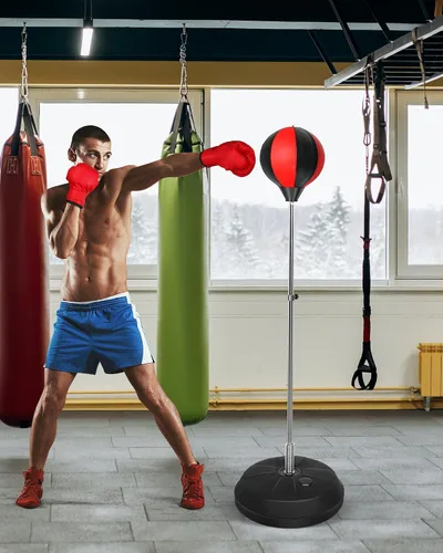 Vista 7 de Bolsa de Reflejos Fitness, Bolsa de Boxeo con Soporte para Bola de Velocidad y Guantes, Bolsa de Boxeo para Adultos y Adolescentes, 150 cm Excelente