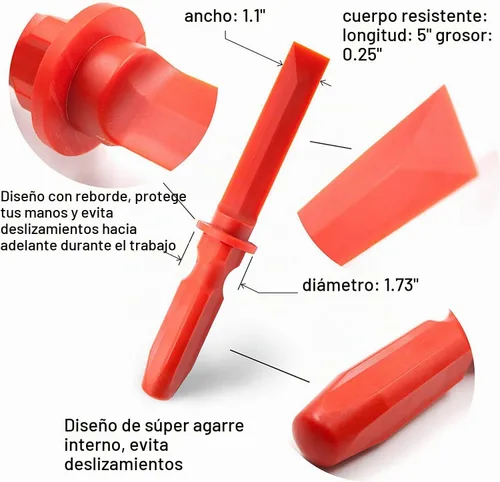 Vista 2 de CKAuto Rascador de cincel de plástico de agarre súper sin marcas, removedor de peso de rueda, rojo