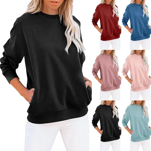 Vista 6 de HUMMHUANJ Camisetas de Mardi Gras para mujer, cuello redondo, manga larga, lindo pulóver, versión suelta, suéter de forro polar para mujer