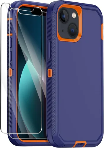 Vista 11 de Funda para iPhone 13 con 2 protectores de pantalla, protección contra caídas a prueba de golpes, cuerpo completo, resistente, 3 capas, militar
