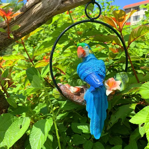 Vista 6 de iRonrain Mini estatuas de jardín, anillo de hierro para colgar, decoración artística, hermosa figura de pájaros oscilantes, adorno para caminos