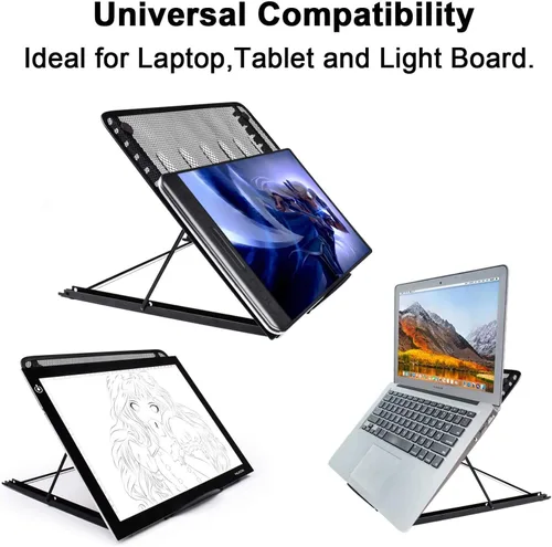 Vista 2 de Fayet Soporte de almohadilla de luz ajustable de versión grande, 12 puntos angulares para artistas XP-Pen, compatible con cuadernos de 10 a 17