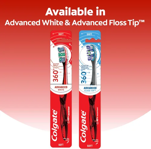 Vista 5 de Colgate 360 Optic White Advanced - Cepillo de dientes manual (dureza suave, para adultos, 2 unidades)