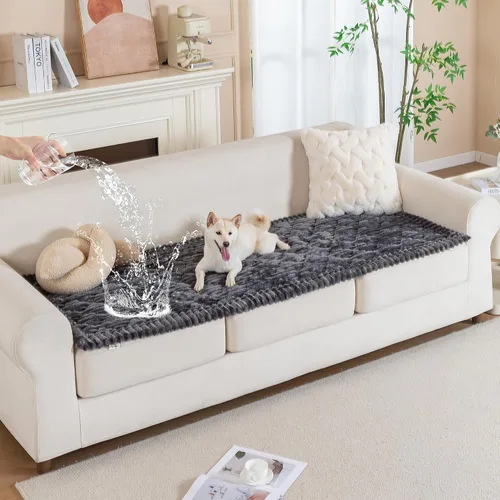 Vista 16 de PuTian Funda de sofá 100% impermeable y mullida para perros, lavable, antideslizante, protector de sofá, apto para mascotas, para sofás y sofás