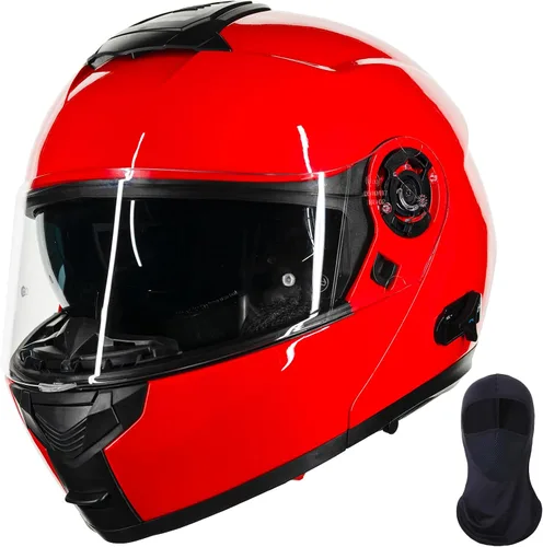 Vista 9 de ILM 159BT - Casco modular de motocicleta Bluetooth para 2-3 conductores, intercomunicador, cara completa, casco abatible DOT con máscara facial