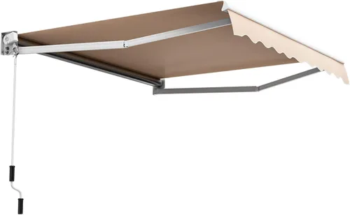 Vista 8 de Giantex Toldo retráctil para patio – Refugio solar de 8 x 6.6 pies con manivela manual fácil, estructura metálica de alta resistencia, toldo Beige