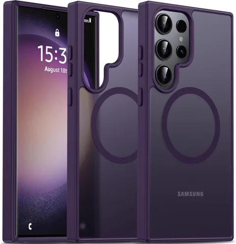 Vista 89 de Oterkin Funda magnética para Samsung Galaxy A17 mate, funda de teléfono A17 compatible con MagSafe esmerilada, translúcida, a prueba de golpes Negro
