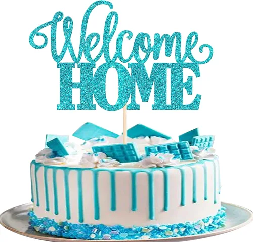 Vista 9 de Paquete de 24 decoraciones para tartas con purpurina para decoración de tartas para inauguración de la casa, fiesta temática de bienvenida a casa