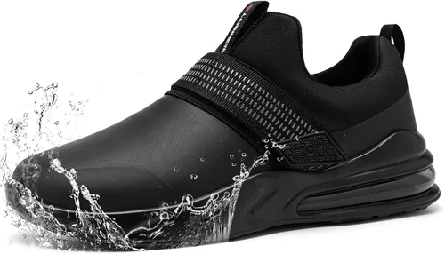Vista 2 de LARNMERN Zapatos de trabajo antideslizantes para mujer, zapatos de trabajo anchos y cómodos, antideslizantes, para servicio de alimentos, cocina