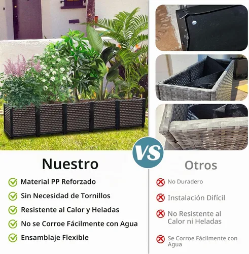 Vista 3 de [Usado] Macetas grandes para plantas al aire libre, maceta de 14 pulgadas de alto, camas elevadas para jardinería, riego automático, maceta elevada