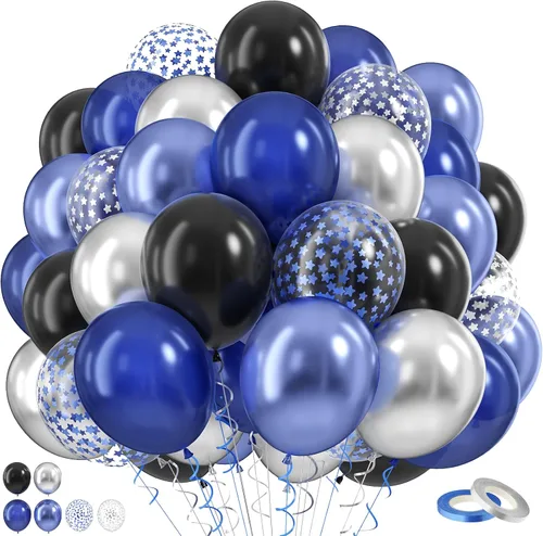 Vista 18 de Funhot Set de Globos Azules y Naranjas, 60 Unidades, Globos Temáticos de Perro, 12 Pulgadas, Globos de Fiesta Pastel Naranja Azul Marino Impresos