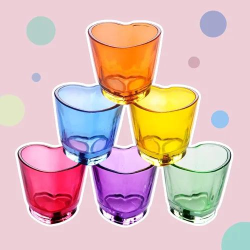 Vista 6 de Juego de 6 vasos de chupito en forma de corazón de 1.5 onzas/Soju/Arcoiris/a granel/tequila/lindo
